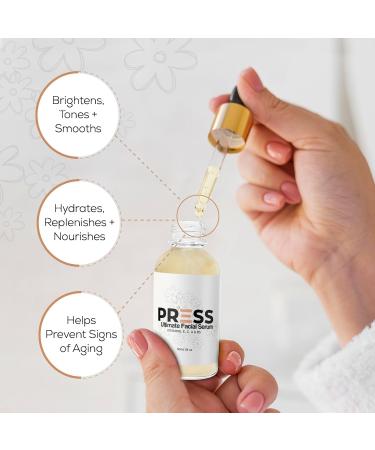 Ultimate Facial Serum for Glowing Skin | PRESS SKINCARE | Anti-Aging Hydrating | Vitamins A C B3 B5 E | Reduces Wrinkles Dark Spots & Fine Lines | 2OZ - Buy Online on GoSupps.com