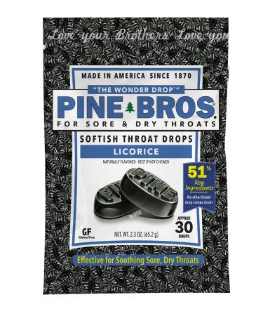 Pine Bros. Lozenges for Dry Throat Licorice Flavor Approx 30 Drops Pack of 24