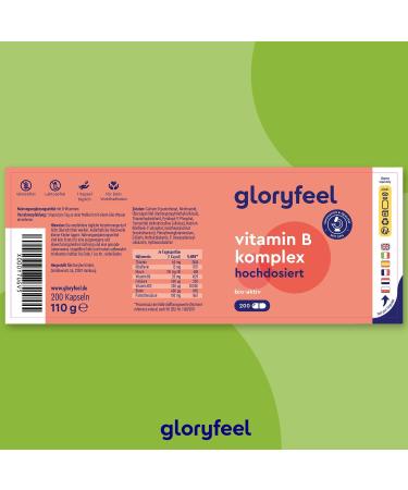 High Dose Vitamin B Complex | 200 Vegan Capsules | 10-Fold Dosage | All 8 B Vitamins | Bio-Active Forms | 500 g B12 | Lab Tested | Vegan | Made in Germany - Buy Online on GoSupps.com