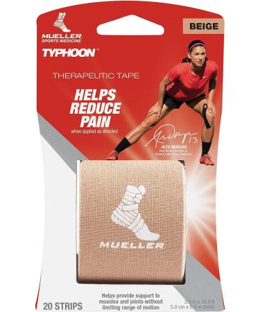 Mueller Sports Medicine Typhoon Kinesiology Tape I-Strips Beige - 20 Pre-Cut Therapeutic Strips - Buy Online on GoSupps.com