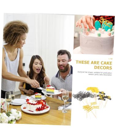 Garneck 28pcs Graduation Season Cake Insert Cake Stick Graduation Hat Grad 2022 Cupcake Birthday Cupcake Topper Birthday Cake Toppers Cake Picks Dessert Wood Doctor Hat Black Golden 11X5.5CM - Buy Online on GoSupps.com