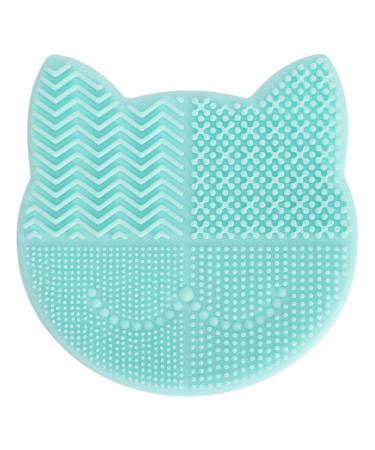 Makeup Brush Cleaning Bowl Skin-Friendly Makeup Brush Cleaning Mat Cat Shape Remove Dirt for Daily Use (Green)