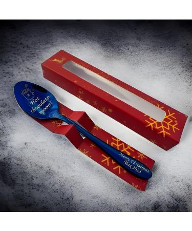 Premium Hot Chocolate Spoon with Christmas 2023 Gift Box - 15cm Size - Available in Silver Gold Rose Gold Black Blue Rainbow and Purple - Holiday xnas Gift - Buy Online on GoSupps.com