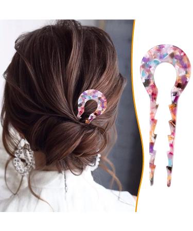 Vintage Cellulose Acetate French Hair Sticks Set - 3 PCS U Shape Hair Clips for Women and Girls with Long Thick Hair (Sawtooth Design) - Buy Online on GoSupps.com