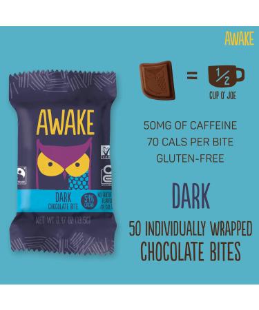 AWAKE Caffeinated Chocolate - Dark Chocolate - Pack of 50 - 0.48 Oz. - Buy Online on GoSupps.com