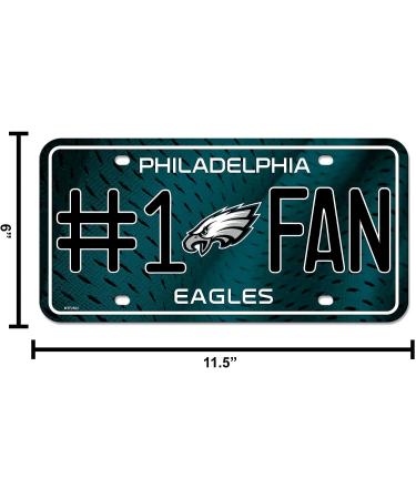 Philadelphia Eagles #1 Fan Metal License Plate Tag | 6 x 11.5 | Team Color - Buy Online on GoSupps.com