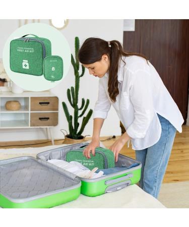 AhoGou 2-Piece Travel Pharmacy Bag Set - Large Capacity Waterproof Medication Bag for Home Office & Outdoor Travel - Green - Buy Online on GoSupps.com