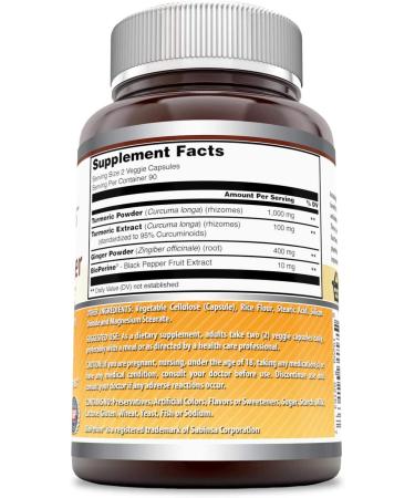 Buy Amazing Nutrition Turmeric & Ginger 750mg with BioPerine - 180 Vegan Capsules - Buy Online on GoSupps.com