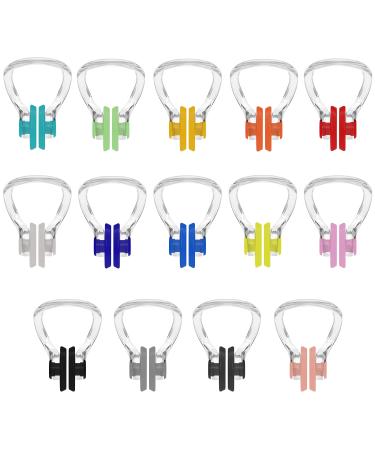 Hurdilen Swimming Nose Clip, Swim Nose Clip with Waterproof Silica Gel for Kids (Age 7+) and Adults,14 Packs,Multi-Color Pure Type