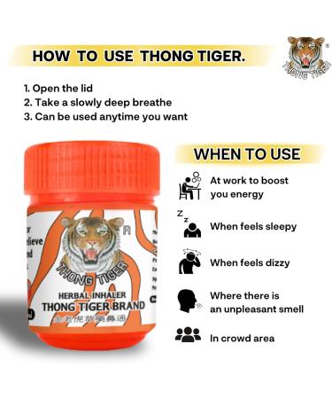 Thong Tiger Herbal Inhaler Thai Nasal Inhaler with Menthol Peppermint Oil & Herbal Blend for Sinus Relief Clear Breathing & Aromatherapy Pocket-Sized Natural Remed (1) - Buy Online on GoSupps.com
