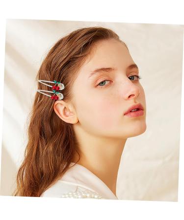 ETHZZLE Chic Cherry Crystal Hairpin - Set of 2 - Stylish Hair Accessory for Women - Sparkling Silver Metal Barrettes for - Hair Clips with Fruit Design - Elegant Crystal Hair Accessories - Buy Online on GoSupps.com