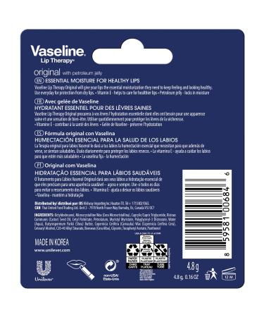 Vaseline Lip Therapy Original - Fast-Acting Moisturizer for Very Dry Lips | Lip Balm Stick (Pack of 8 - Buy Online on GoSupps.com