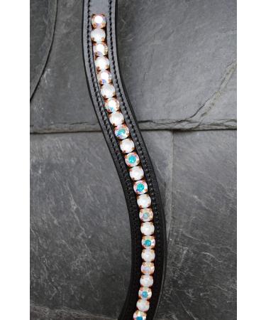 Gl cksHucke 'Silk Shine' Powder White Browband with Crystal AB for Thoroughbreds - Premium Horse Accessories - Buy Online on GoSupps.com