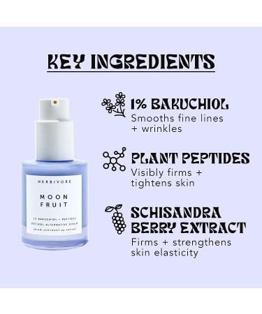 Herbivore Botanicals Moon Fruit Serum | Retinol Alternative | 1% Bakuchiol + Peptides | 1 Fl Oz - Buy Online on GoSupps.com