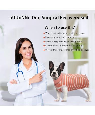 Ouuonno Healing Suits for Dogs | Surgical Recovery Wear for Abdominal Wounds | Cone Alternative | XXXL Stripes Pink - Buy Online on GoSupps.com
