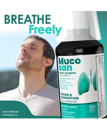 Mucosan Multi-Symptom Cough Medicine for Adults, Severe Cough Relief, Nasal Decongestant, Chest Congestion Relief, Expectorant, Mucus Relief, Multi-Symptom Relief, Fast Acting, 4 FL Oz, 1-Pack - Buy Online on GoSupps.com
