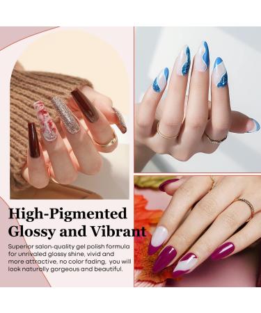 Modelones 24 Pcs Gel Nail Polish Kit 20 Colors Pink Blue Glitter Nail Polish Gel with Bond Primer Glossy & Matte Top Coat Base Coat Starter Kit Soak Off U V Gel LED Manicure Gift for Women DIY Home Salon - Buy Online on GoSupps.com