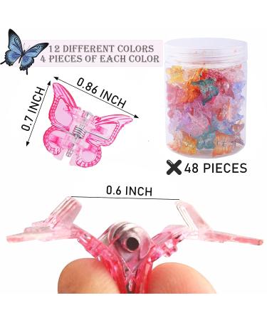 48-Piece Butterfly Hair Clips Set with Box - Cute Mini Claw Clips for Girls & Women in 12 Gradient Colors - Hair Accessories for 90s Trendy Style - Buy Online on GoSupps.com