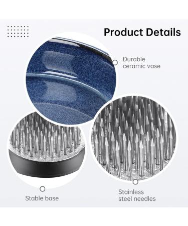 Justdolife Flower Frog Vase - Ceramic Ikebana Vase Kit for DIY Arrangements - Blue Floral Pin Holder - Buy Online on GoSupps.com