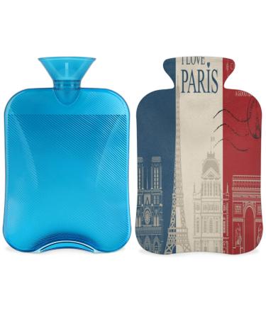 2L hot water bottle with reference to pain relief France flag Paris tower PVC ice cream and heat bottle for cold and heat therapy menstrual cramps feet hand warmers