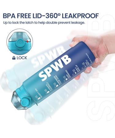 SPWB 1L Leak-Proof Sports Bottle | BPA-Free Tritan Water Bottle with Filter & Time Marking | Ideal for Cycling Fitness Hiking Camping & School - Blue Waves - Buy Online on GoSupps.com