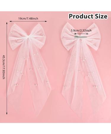 AOZUO Bridal Hair Bow Wedding Veils Pearl Hair Clip Large Hair Headpiece White Lace Hair Accessories Bridesmaid Favors Barrette Bachelorette Party Decorations Bridal Shower Gift - Buy Online on GoSupps.com