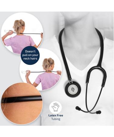 Scandinavian Classic Matte Black Stethoscope - Lightweight 5.1oz Dual Head Chestpiece 29in Black Tube for Nursing - Buy Online on GoSupps.com