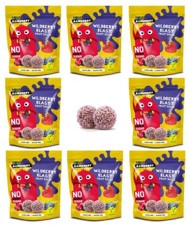 RAWBERRY Kids Wild Fruit Balls - No Added Sugar Gluten Free & Vegan Snack | 8 x 50g Wild Berry - Healthy International Shipping - Buy Online on GoSupps.com