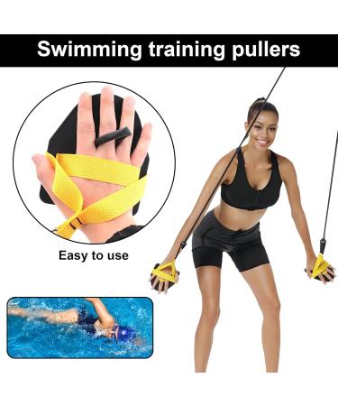 WDNIGLP 2 in 1 Swimming Arm Training Pull Rope with Hand Paddle Swimming Elastic Rope Resistance Band Training Equipment Red - Buy Online on GoSupps.com