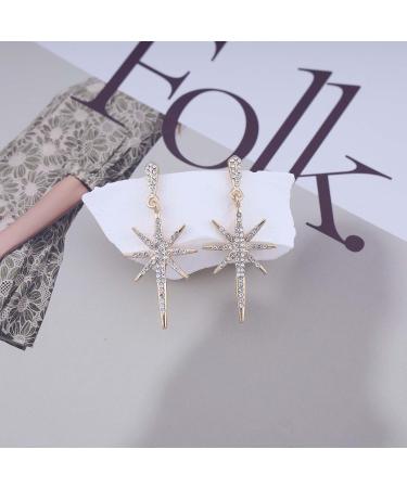 Shop Vintage Crystal Northstar Dangle Earrings | Rhinestone Gold Star Drop Jewelry for Women - Buy Online on GoSupps.com