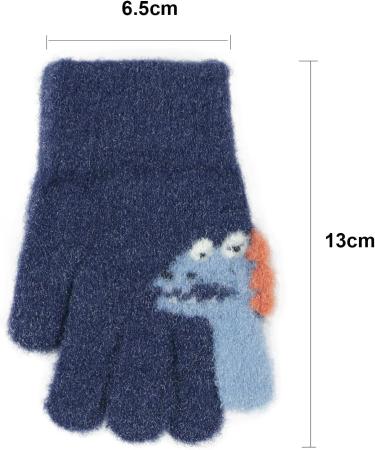 Baby Kids Cartoon Dinosaur Knitted Gloves Lovely Baby Toddler Thermal Knitting Wool Gloves Mittens for Children Girls Boys Age 2-6 Years Old(Dinosaur 2-6Y Royal Blue) - Buy Online on GoSupps.com
