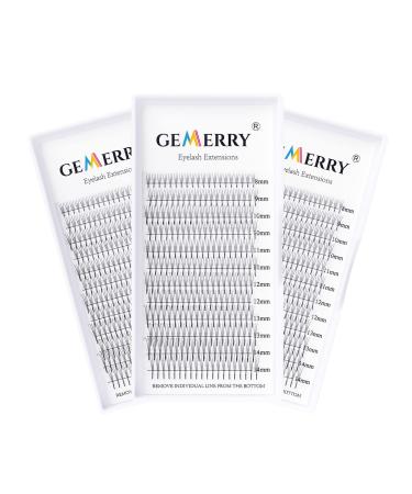 3x 3d finished fan patch eyelashes Eyelash-0.07mm C Curl 8-14mm Mix-Volume technology Artificial eyelashes for eyelash extensions from Gemerry (3D-C curl mix 8-14mm x3)