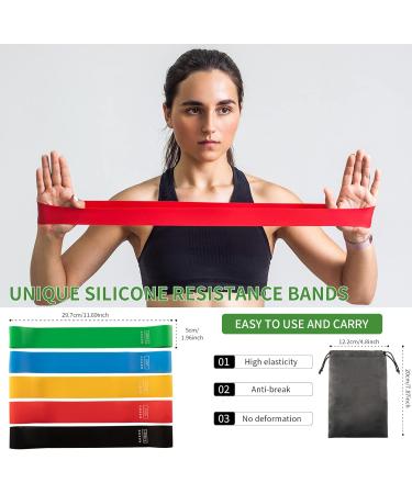 Buy Resistance Band Set - 5 Latex Exercise Bands with Levels for Home Workouts Therapy & Strength Training - Buy Online on GoSupps.com