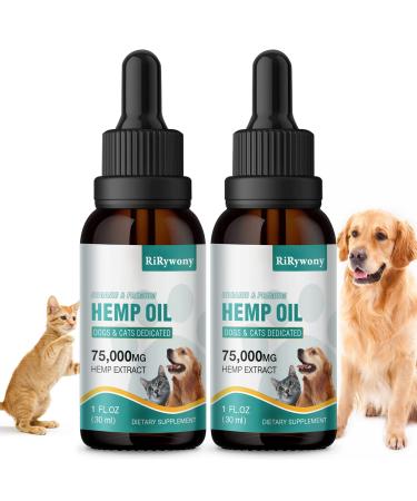 Rirywony - High Potency Hemp Oil for Dogs and Cats - Organic Pet Hemp Oil with Omage 3-6-9 and Vitamins - Supports Joint, Hip and Skin Health - Vegan, Made in USA 2-Pack