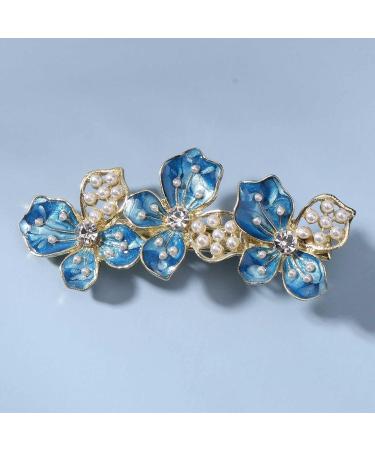 Yheakne Vintage Flower Pearl Hair Clip - Decorative Retro Hairpin for Women & Girls (Blue) - Buy Online on GoSupps.com