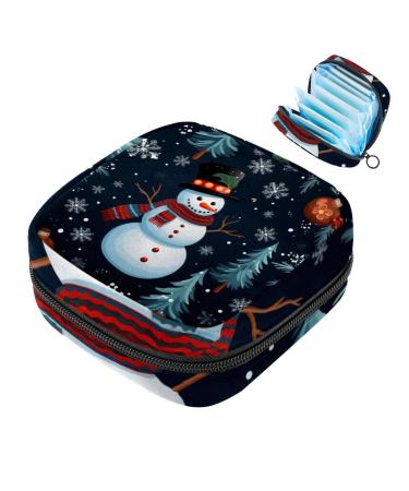 MuooouM women bands storage bag Christmas snowman pattern menstrual cup pocket portable ladies bandage pads storage bag feminine menstruation first period bag for teenage color 2