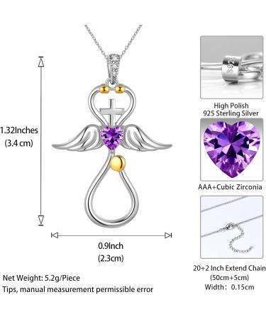 Cute Cat Necklace with Sparkling Zirconia Crystal Birthstone Pendant Necklace for Girls Womens White Gold Over 925 Sterling Silver Animal Necklace Birthstone Jewelry Sweet Present Girlfriend Sisters B Amethyst Pendant - Buy Online on GoSupps.com