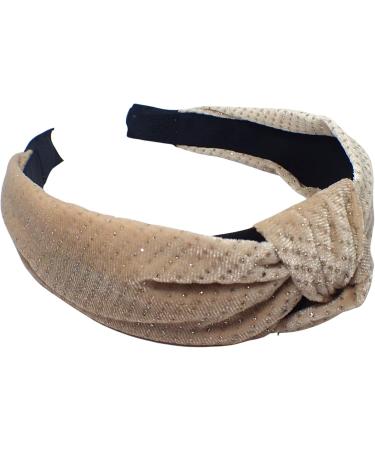 Topkids Accessories Velvet Glitter Knot Alice Bands Adult Women Hair Accessories for Women Hair Bands for Women Thick Headband Womens Headbands Head Bands Adult Women Wide Headbands (Cream) - Buy Online on GoSupps.com
