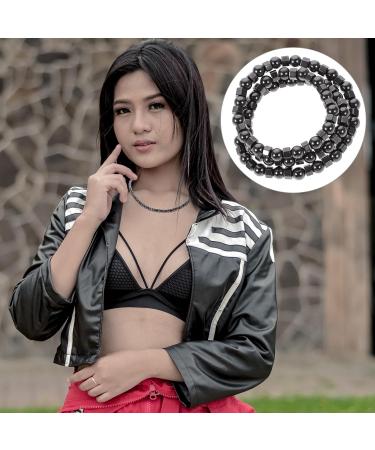 Magnetic Therapy Necklace Hematite Round Bead Necklaces Jewelry for Men Women and Carpal Tunnel (Black) - Buy Online on GoSupps.com
