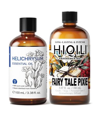 HIQILI 100ML Helichrysum Essential Oil & 150ML Fairy Tale Pixie Fragrance Oil for DIY Diffuser