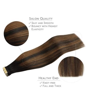 Premium Balayage Invisible Tape Extensions - 20pcs 40g 30cm Remy Real Hair Natural Black to Chestnut Brown - Buy Online on GoSupps.com