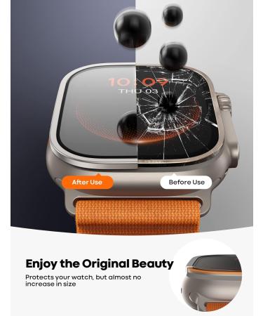 Lamicall Titanium Screen Protector for Apple Watch Ultra 49mm - Aviation Titanium Bumper Case with 2Pack Tempered Glass Film for iWatch 49mm - Buy Online on GoSupps.com