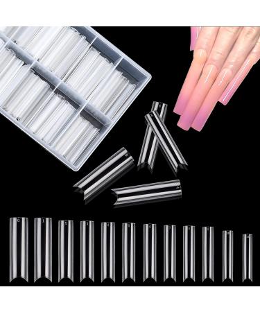 240 pieces of wrong nails tips 12 sizes nail extension transparent nail tips extra long half cover straight square clear acrylic wrong nails for DIY nail art SG - Buy Online on GoSupps.com