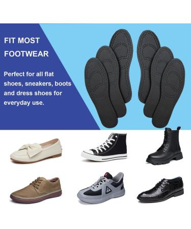 Black Leather Insoles for Men's Boots | Nonslip Thin Shoe Pads with Activated Carbon | Odor Eaters | 3 Pairs (Men's US 10-10.5 - Buy Online on GoSupps.com