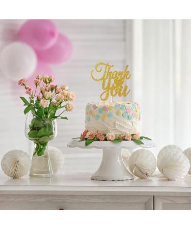 Tenhaisi Gold Glitter Thank You Cake Topper for Thanksgiving Day - Bridal Shower - Holiday Home Supplies - Mom Dad Birthday Party Cake Decorations - Buy Online on GoSupps.com