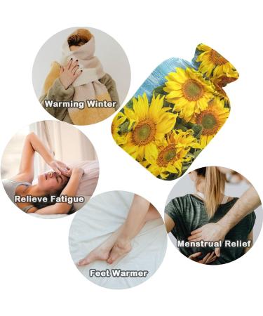 Naanle Sunflower Wooden Heat Bottle - 1L Hot Water Bottle for Pain Relief & Therapy | Warm & Cold Use for Bed Hands & Feet - Buy Online on GoSupps.com