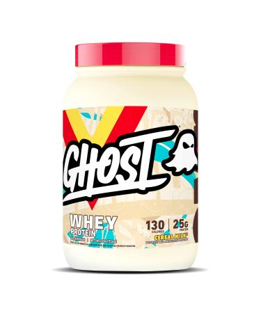 GHOST WHEY Protein Powder Cereal Milk - 2lb 25g of Protein - Whey Protein Blend - Post Workout Fitness & Nutrition Shakes Smoothies Baking & Cooking - Soy & Gluten-Free