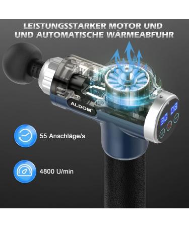 Buy Aldom Massage Gun - Neck Shoulder & Back Relief | 8 Heads 30 Speeds - Best Electric Massage Device in Blue - Buy Online on GoSupps.com