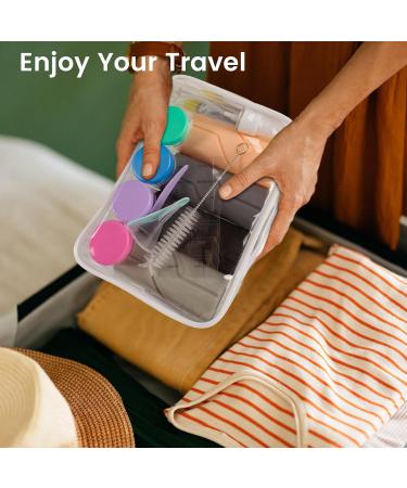 100ml x 4 Silicone Travel Bottles Set - Portable Shampoo & Lotion Containers for Travel - 17 Piece Toiletry Set - Buy Online on GoSupps.com