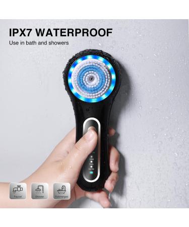 Rechargeable Face Scrubber Exfoliator - Waterproof Facial Cleansing Brush with 5 Brush Heads | Electric Spin Brush for Deep Cleansing & Massage - Black & Gold - Buy Online on GoSupps.com